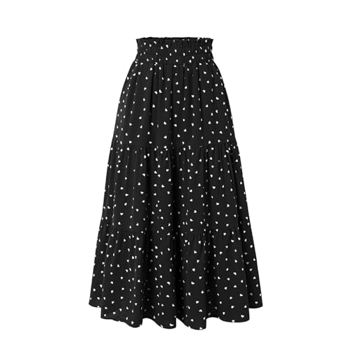 Ladies Elastic Waist Skirt in Spring Summer and Autumn Leisure Pleated High Waist Skirt with Pockets