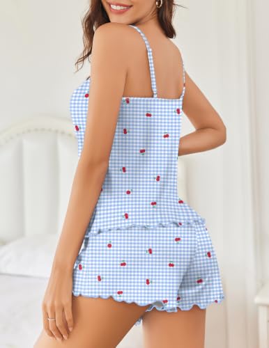 Image of Ekouaer Womens Cami Pajama Set Cute Printed Camisole Shorts Sleepwear | Tank Top and Shorts Lounge Set Soft Pjs for Daily Wear, Home, Party or Date Nights