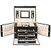 Homde Jewelry Box Necklace Ring Storage Organizer Synthetic Leather Large Jewel Cabinet Gift Case (Black)