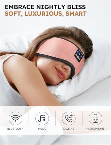 Image of MUSICOZY Sleep Headphones Bluetooth 5.4 Headband Sleeping Eye Mask for Mom Women Men Wireless Music Earbuds Earphones for Side Sleepers Built-in HD Speakers Cool Gadgets Unique Gifts