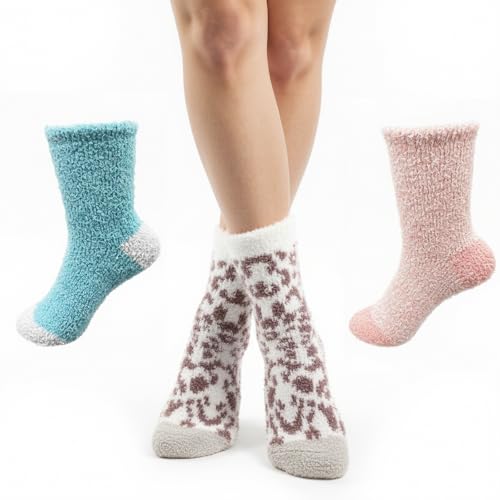 Women's Fuzzy Slipper Socks 3-Pack – Cozy Warm