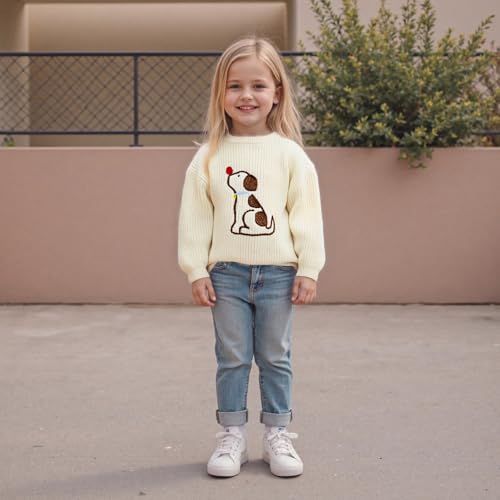 Kids Warm Sweater Long Sleeve Crew Neck Embroidery Dog Winter Sweater Clothes for Girls Boys3