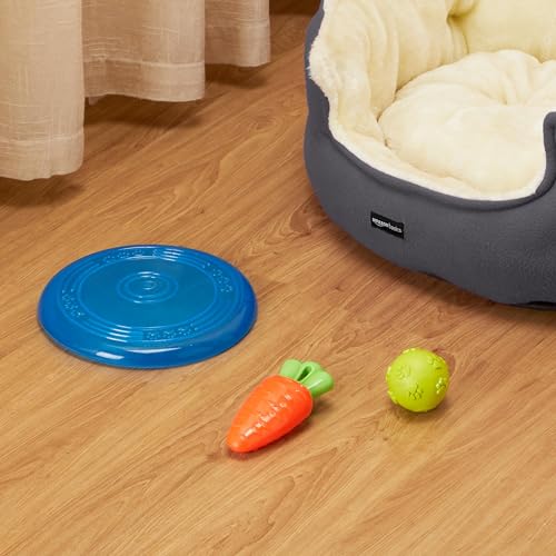 Image of Amazon Basics Dog Toys (Set of 3) - Throwing Natural Latex Ball, Squeezy Carrot, and Super Flyer Frisbee | Interactive Play for Dogs & Puppies
