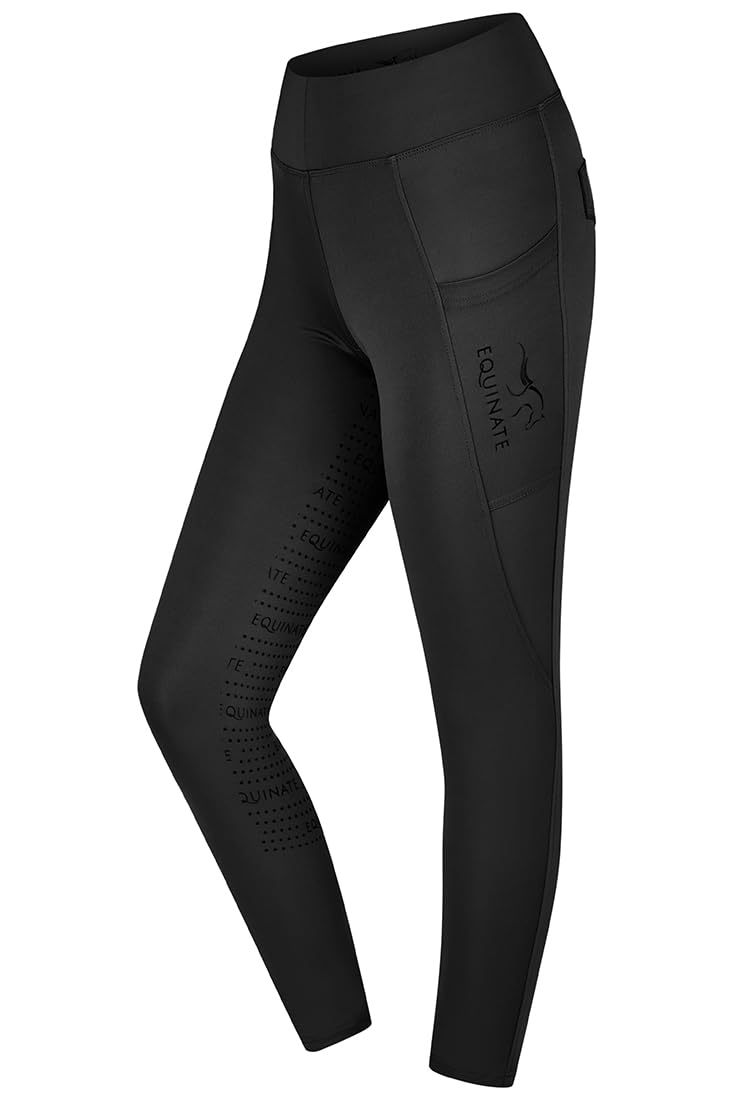 Equinate Damen Reitleggings Jules - Reithose mit Vollbesatz Grip rutschfest und Handytaschen - atmungsaktiv elastisch bequem