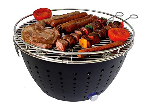 Tisch-Grill Rauchlose Kohle Grill Tragbare Barbecue Batterie betrieben mit Lüfter für Indoor & Outdoor Grill BBQ