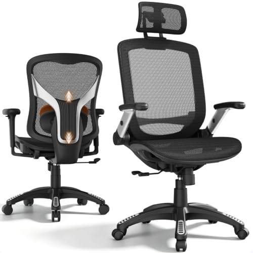 Image of Ergonomic Office Chairs 2-Pack: High Back Desk Chair with Headrest & 3D Flip-up Arms + Mid-Back Computer Chair with 215 Adjustable Arms, 3-Position Tilt Lock Office Seating Combo