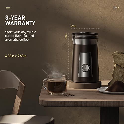 Coffee Grinder Electric With 2 Removable Stainless Steel Bowls, 200W Coffee Spice Grinder Electric, Coffee Bean Grinder With One-Touch Button For Coffee, Grain, Spice, Brown, 60G, (Md-8300A) #TOP6