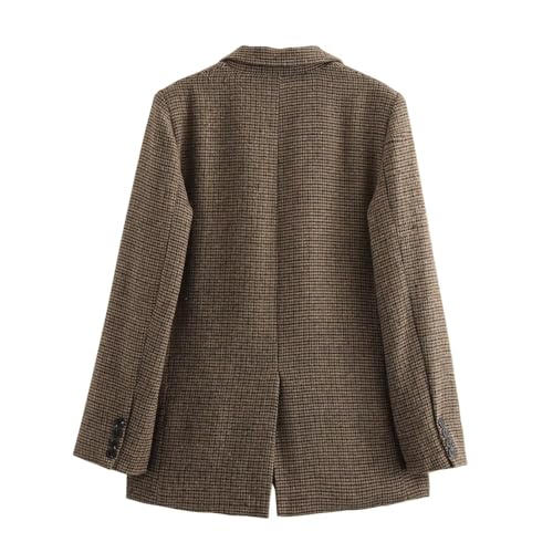 British Fashion Vintage Plaid Suit Minimalist Elegant Single Breasted Winter Jacket Blazers Women Tops2