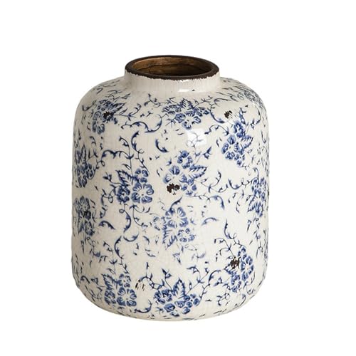 Gramigg Jarrones De Cerámica con Esmalte Craquelado De Porcelana Y Blanca Decorativos Antiguos con Base Reforzada para Colocación Segura Cerámica Antigua