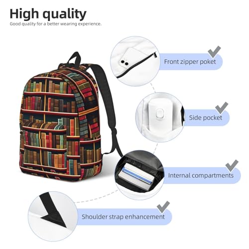 Sac à dos voyage imprimé bibliothèque pour trajets quotidiens - 5