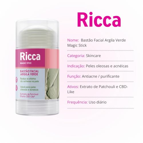 Ricca Bastão Facial Argila Verde