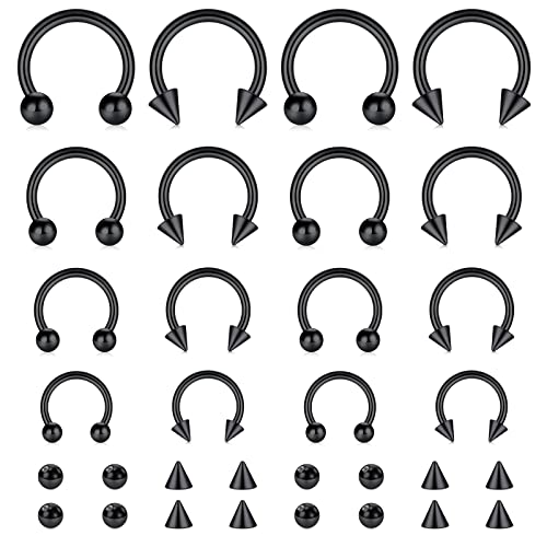 TOKRING 16G セプタムノーズリング ステンレススチール ヒンジシームレスノーズフープリング ホースシューピアス ジュエリー キャプティブビーズリング ヘリックス デイス トラガス 軟骨イヤリング レディース メンズ, 金属, ステンレススチール（Amazon）