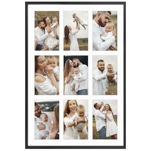 Golden State Art 13.6x19.7 Collage Frame for 9 4x6 Photos Black 1 Pack