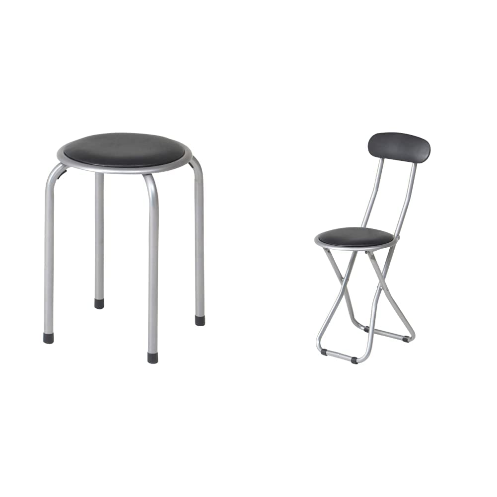 Amazon｜不二貿易 パイプ椅子 高さ45cm ブラック スタッキング可能 合