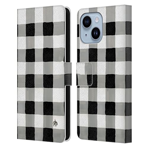 Étui Portefeuille iPhone 14 Plus Cuir Housse Protection Motif Carreaux Haley Bush