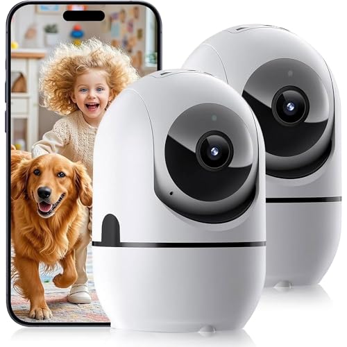 M LAOMENIE 5G&2.4G WiFi Indoor Camera for Home Security, Pan/Tilt Baby/Pet Camera with Phone App, Motion Sensor & Night Vision, 2-Way Call, TF/Cloud Storage (2Pack)