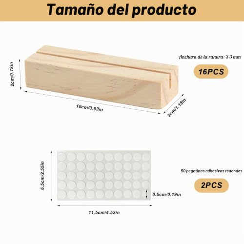 Miniatura 2 de 16 Tarjeteros De Madera, Portatarjetas De Mesa, Portatarjetas, Tarjetero Postal, Soporte Para Tarjetas De Menú, Para Bodas, Fiestas De Cumpleaños, Con 2 Hojas De Pegatinas De Lunares