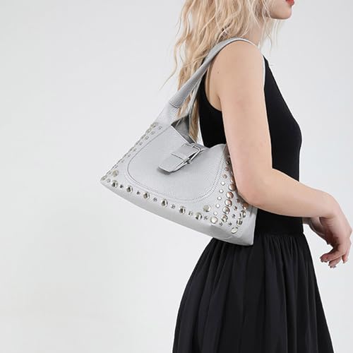 Sac à main rétro grand volume et cabas cuir synthétique à clous