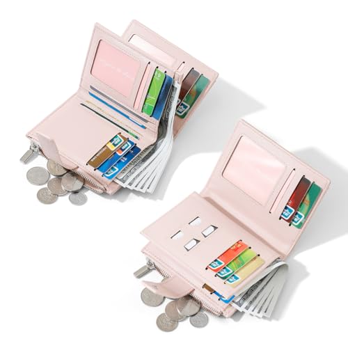 Women Small Slim Compact Leather Bifold Wallets (Black)2