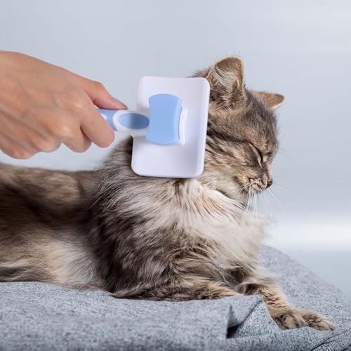 Vinabo Cat Brush,Dog Brush Cat Grooming Comb,Self Cleaning Pet Slicker Brushes,for Short Haired Cats, Small Dog Grooming Brush Safe and Smooth,Cat Massage Clean Tangled(Blue) - Image 4