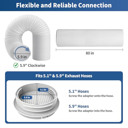 Image of Portable Air Conditioner Sliding Door Vent Kit - Adjustable Length up to 90 Inches, Universal Balcony Seal Plate Set for 5.1 inch & 5.9 inch Diameter AC Exhaust Hose