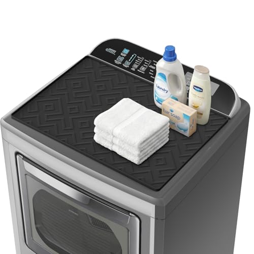 Washer and Dryer Top Protector Mat 26 x 18 Silicone Washing Machine Top Cover Non-Slip Waterproof Washer Dryer Mat for Home Kitchen & Laundry Room