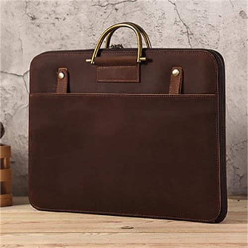 Vintage handbag crazy horse leather men's business handbag multifunctional computer bag light briefcase3