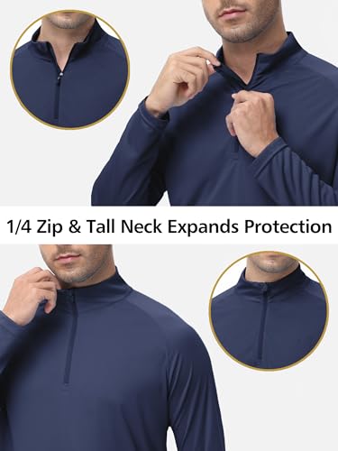 Men's 1/4 Zip Long Sleeve Sun Shirts UPF 50+ Rash Guard Shirt Quick Dry Fishing Running Outdoor Shirts4