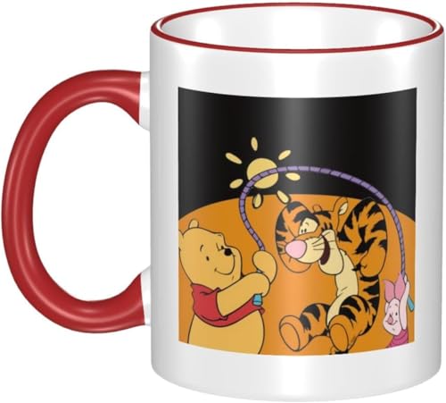 男女贈り物ク マのプーさん 耐熱カップ セラミック ティーカップ 陶器 マグ マグカップ コーヒーカップ かわいい セラミック おしゃれコップ かわいい 景品 マグ 贈答品 Red