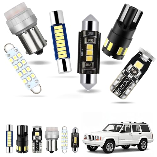EASY EAGLE LED Interior Car Lights for Cherokee-XJ-1997-2001: 14 Piece Kit White LED Light Bulbs - Super Bright 6000K + Install Tool