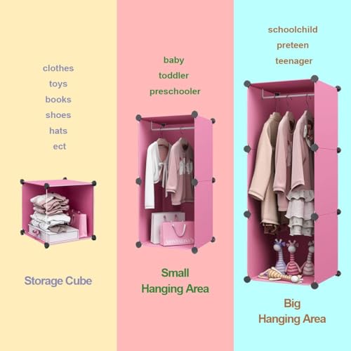 Image of Mevigo Foldable Plastic Wardrobe for Clothes - 12- Door Baby Cupboard for Clothes Storage, Wardrobe for Kids, Plastic Almirah, Collapsible Wardrobe for Kids Livingroom & Home (Pink-KTH2, 12- Door)