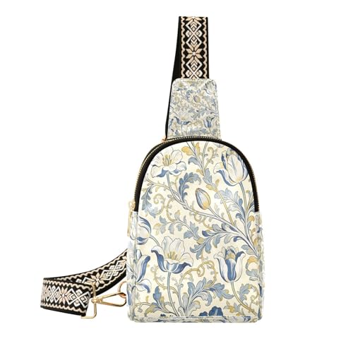 Tulipes jaunes et bleues au design William Morris pour salon lumineux et cosy
