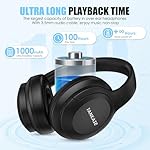 Active Noise Cancelling Headphones, Wireless Over Ear Bluetooth Headphones,100H Play Time Bluetooth Headphone with Microphone,Lightweight and Foldable Comfortable Deep Bass for Work/Gym Black - Image 3