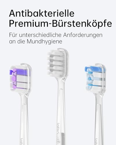 Laifen Wave elektrische Zahnbürste, Oszillation & Vibration elektrische Schallzahnbürste für Erwachsene mit 3 Bürstenköpfen, IPX7 wasserdicht magnetisch wiederaufladbar Reisezahnbürste (Edelstahl) – Bild 6