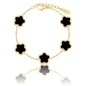 14K Gold Dainty Four Leaf Clover Bracelets for Women Lucky Flower Jewelry