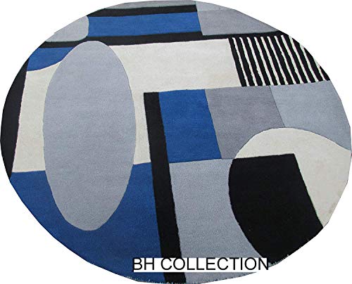 Image of Classical Look Embossed Curved Handmade Tufted Woolen Thick Plain Round Carpet for Bedroom Hall Size 8x8 feet (240X240 cm Round) Multi
