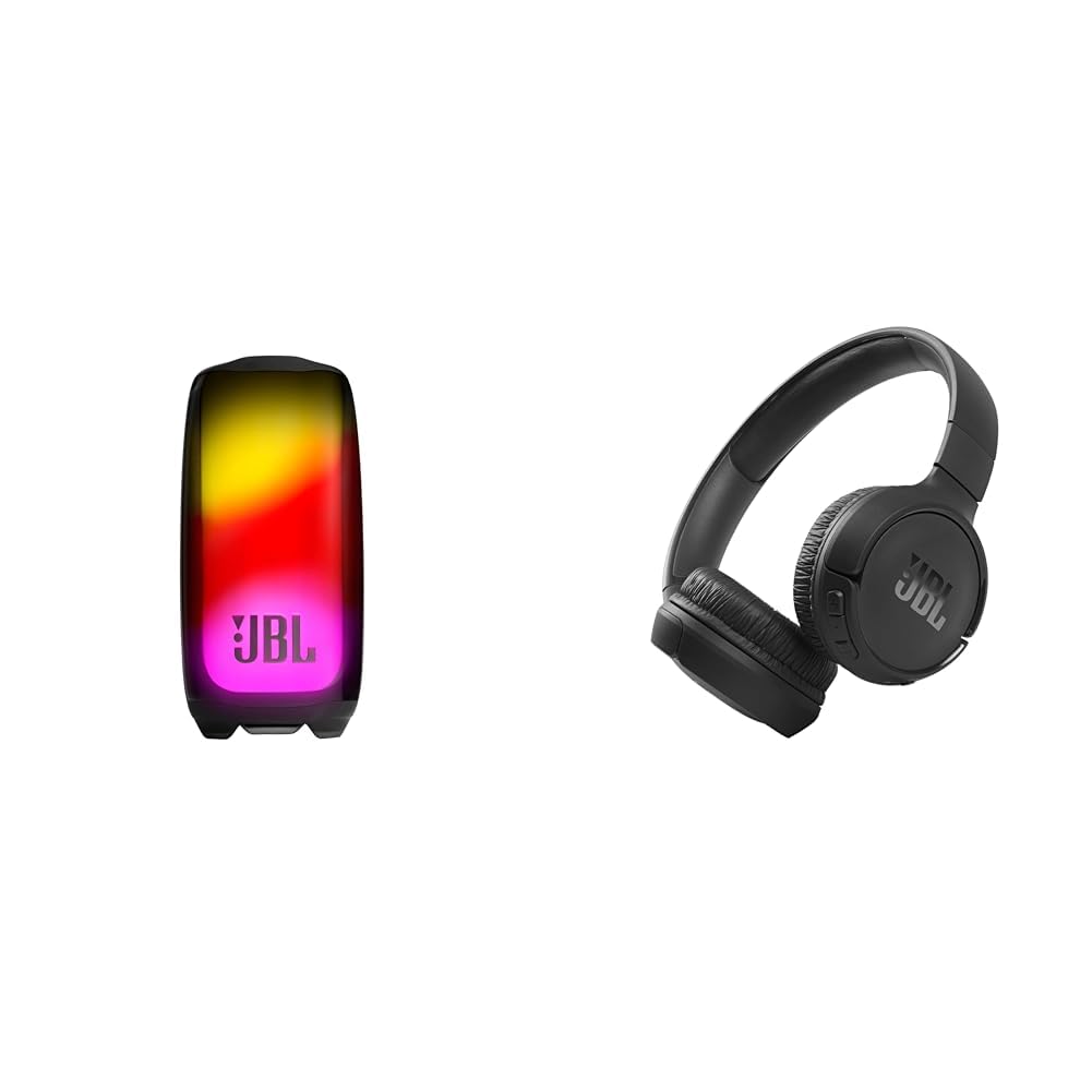 JBL Pulse 5 - Portable Bluetooth Speaker with Dazzling Lights Original Pro Sound Black Tune 510BT Wireless On-Ear
