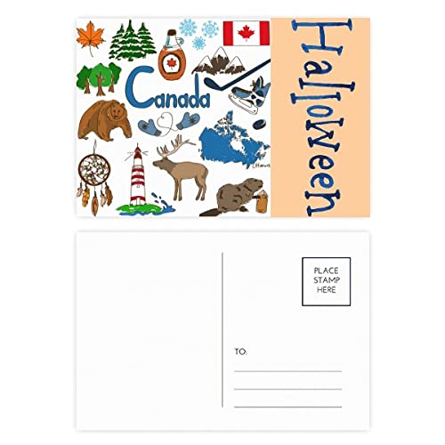 Cartes postales d'Halloween drapeau Canada pour votre correspondance créative