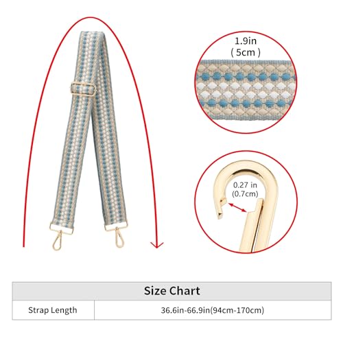 Image of Wide Shoulder Strap Adjustable Replacement Belt Guitar Style Crossbody Bag Handbag Strap Multicolor Canvas Straps(Wide:2in)(Color35)
