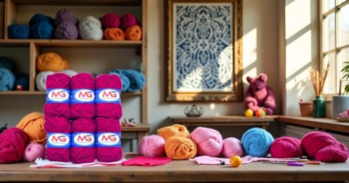 Image of M.G Enterprises Dark Magenta Wool Ball Hand Knitting Art Craft Soft Fingering Crochet Hook Yarn, Needle Knitting Thread Dyed - Pack of 16