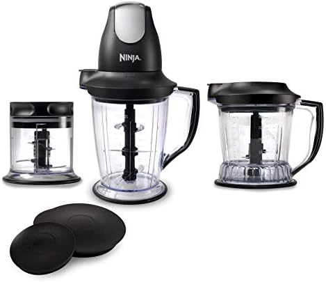 Ninja QB1004 Blender/Food Processor with 450-Watt Base, 48oz Pitcher, 16oz Chopper Bowl, and 40oz Processor Bowl for Shakes, Smoothies, and Meal Prep, Black