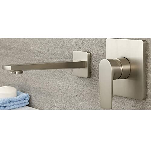 Milano Hunston Wall Mounted Manual Valve Bath or Basin Mixer Tap - Brushed Nickel