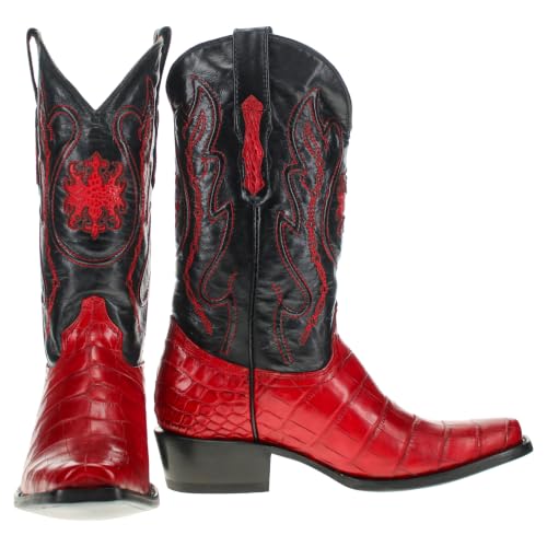 Image of Vaccari Men's Travis Genuine American Alligator Belly Leather Western Cowboy Boots