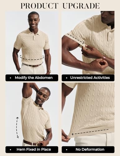 Camisetas polo para hombre PJ PAUL JONES, de manga corta, tejido cable texturizado, estilo casual y stretch, ideal para golf y ocasiones business-casual miniatura 5