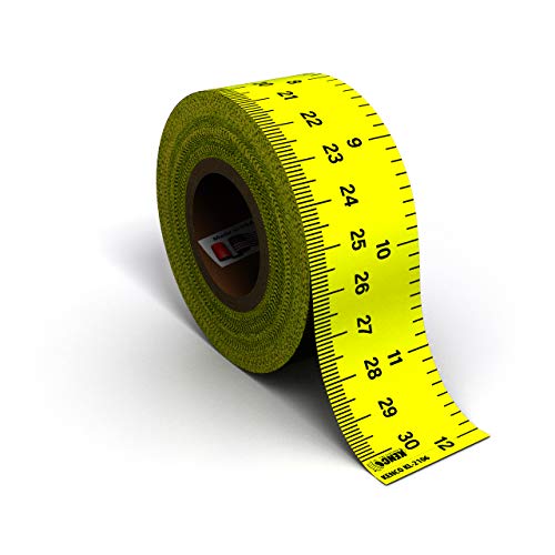 Image of Kenco Pre-Cut Ruler Labels, Repeating 1 Inch X 12 Inch US & Metric Measurements, Bright Yellow - Made in The USA (1 Pack 50 RULERS)