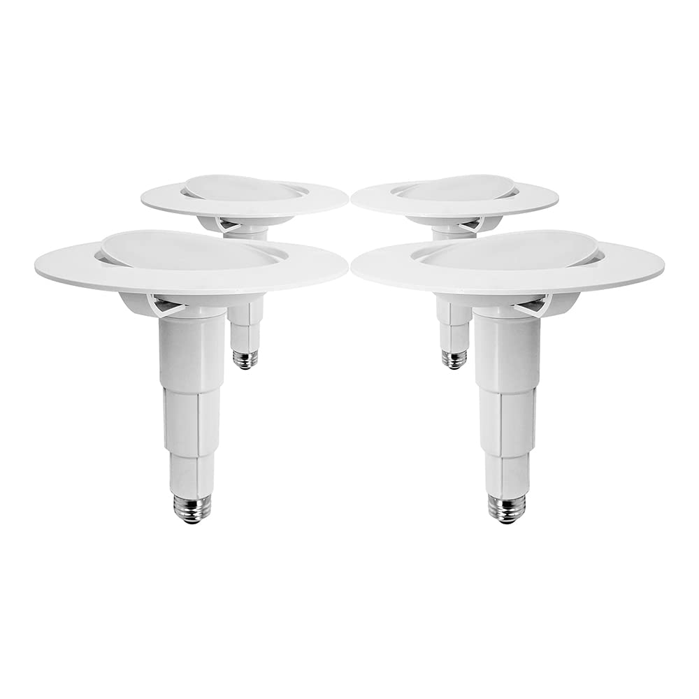 Jolux 5/6 Inch LED Can Light Gimbal Retrofit Recessed Downlight, ETL Damp Rated Conversion Kit Adjustable Angle, 12W=60W, 5000K Daylight, 800LM, Dimmable, E26, Easy Installation, 4-Pack