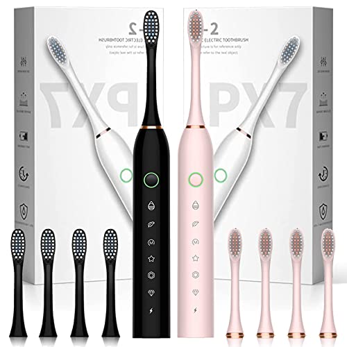 Condominium 2 Playing cards 2 Pack Sonic Electrical Toothbrush with 8 Brush Heads, IPX7 Waterproof, 6 Modes 42000vpm, Electrical Toothbrush for Adults and Youngsters Black+Pink