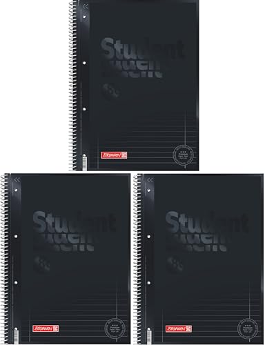BRUNNEN Collegeblock Premium Student Colour Code | A4, Lineatur 27, 80 Blatt, onyx (A4 (Packung mit 3))