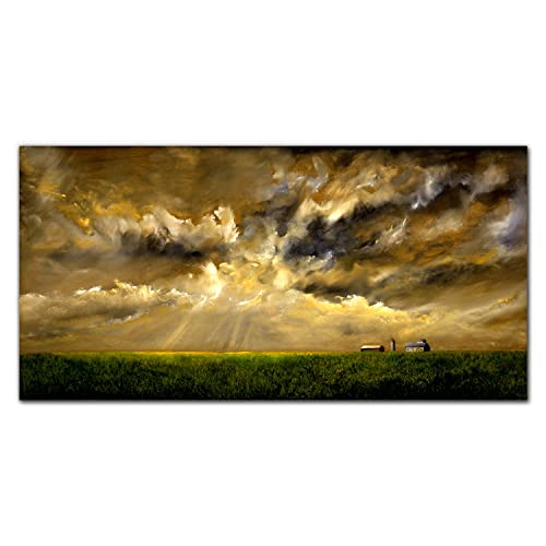 Tableau en verre 100x50cm Coloray avec panorama de village pour decoration murale
