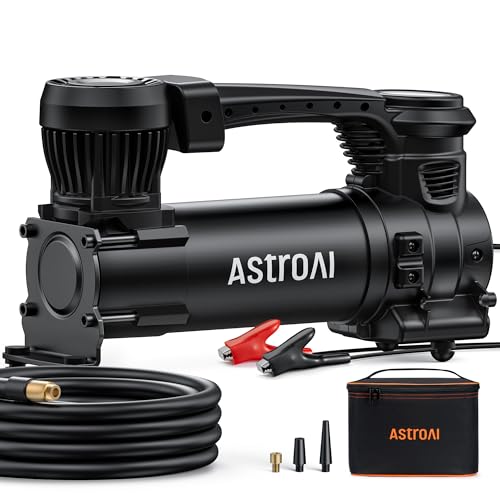 AstroAI T3 Heavy-Duty Air Compressor 12V Portable Offroad Air Compressor with 1.97CFM, 120PSI Tire Pump with Alligator Clips, LED Light for Pickups,Trucks, SUVs, RVs Cars for Up to 33 Inch T